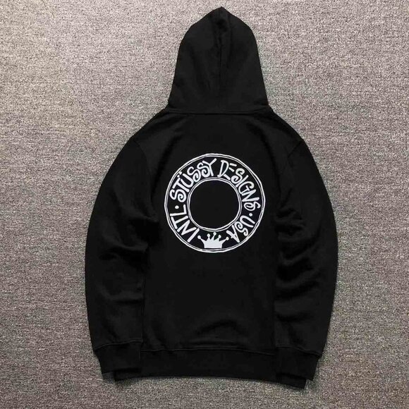 Men's Stussy Print Hoodie Black - Picture 3 of 8